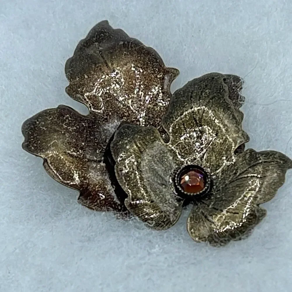 Vintage enameled layered leaf brooch.